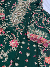 Load image into Gallery viewer, Maria B Chiffon Embroidered Suit | Wedding Wear Dark Green | Unstitched D7