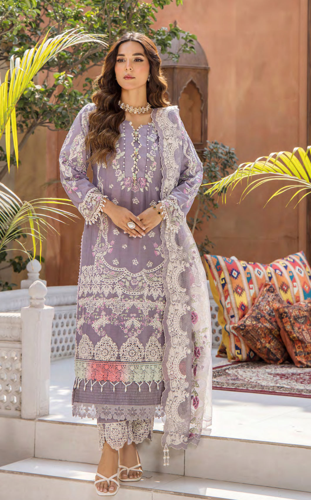 Eshaisha Embroidered luxury Lawn-D4 Unstitched