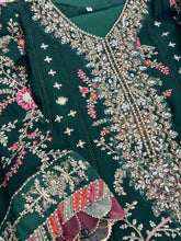 Load image into Gallery viewer, Maria B Chiffon Embroidered Suit | Wedding Wear Dark Green | Unstitched D7