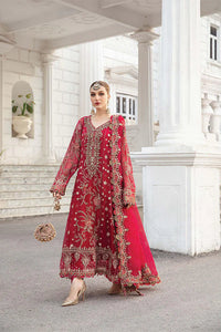 Maria B Chiffon Embroidered Suit | Wedding Wear Dark Green | Unstitched D7