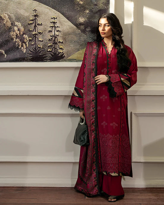 Allay's Marina Stitched  Embroidered Suit |Winter Wear Shawl | Chikankari DNK 40