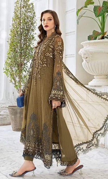Maria BLuxury Embroidered Chiffon Suit |Stitched | Wedding Wear | MPC-102