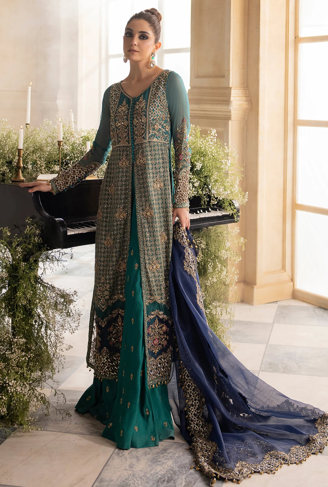 CHARIZMA 3PC UNSTITCHED PREMIUM LUXURY HANDWORK CHIFFON WITH PREMIUM EMBROIDERED DUPATTA DJW4-07