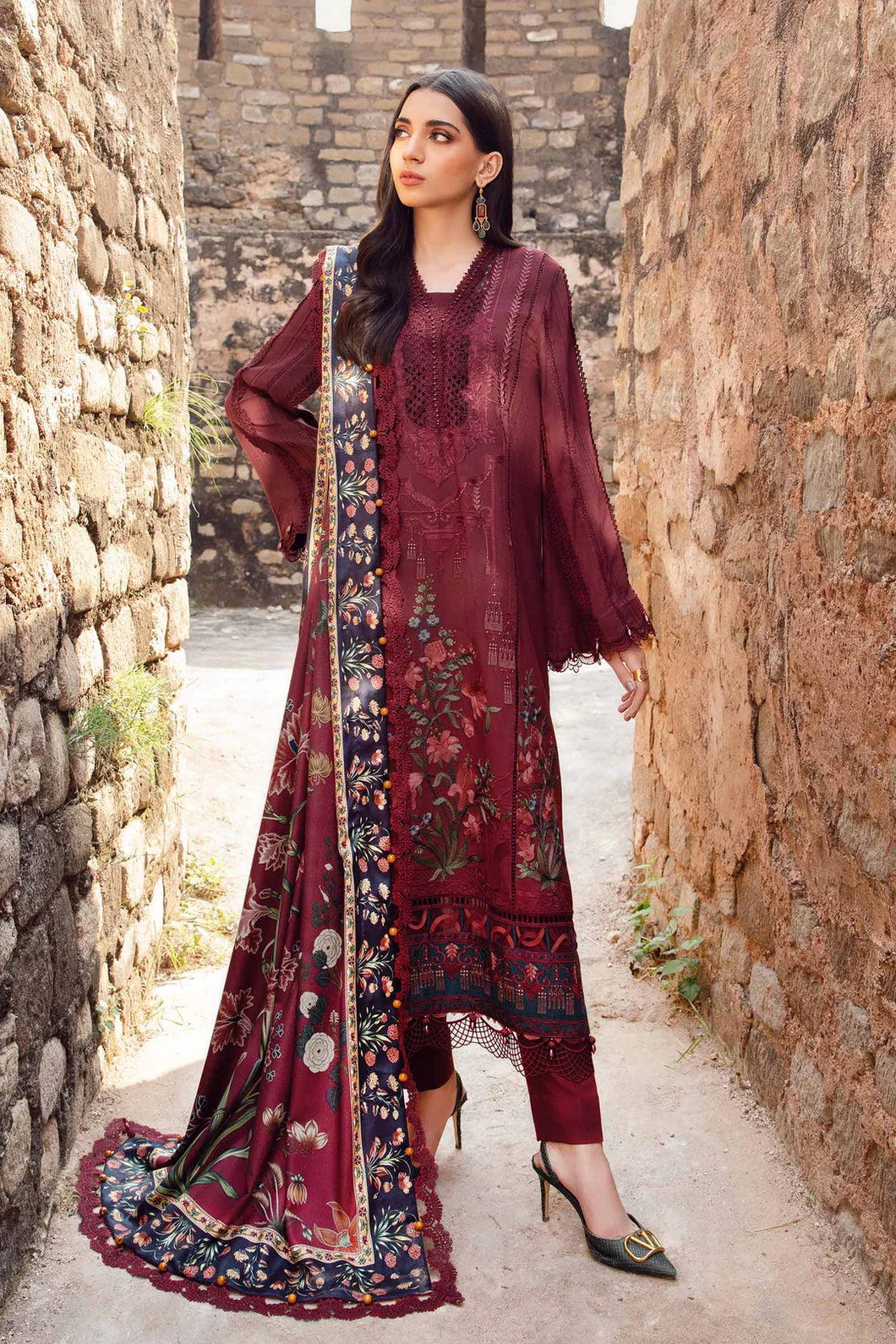 Maria B Mprints Embroidered Suit |Winter  Wear | Unstitched MPT-2401B