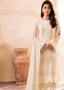 Farasha Embroidered Shiffon party wear collection D10- CREME'