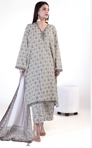 KHAADI lawn Unstitched 3pc suit (SS2410B)