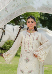 Elaf Premium Luxury embroidered lawn|WHITE EMPRESS|ELH-7A | Unstitched'25