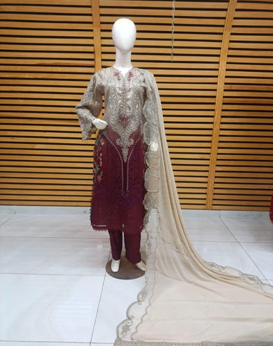 Maria B Luxury Embroidered lawn Suit |Stitched |25-08 |