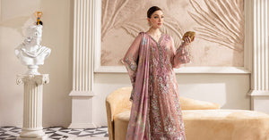Maria.B Luxury Embroidered Chiffon Suit | Unstitched | Wedding Wear |MPC-25-105