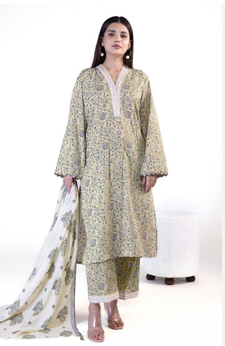KHAADI lawn Unstitched 3pc suit (SS2411B)