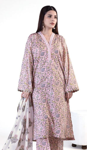 ( KHAADI lawn Unstitched 3pc suit (SS2411A)