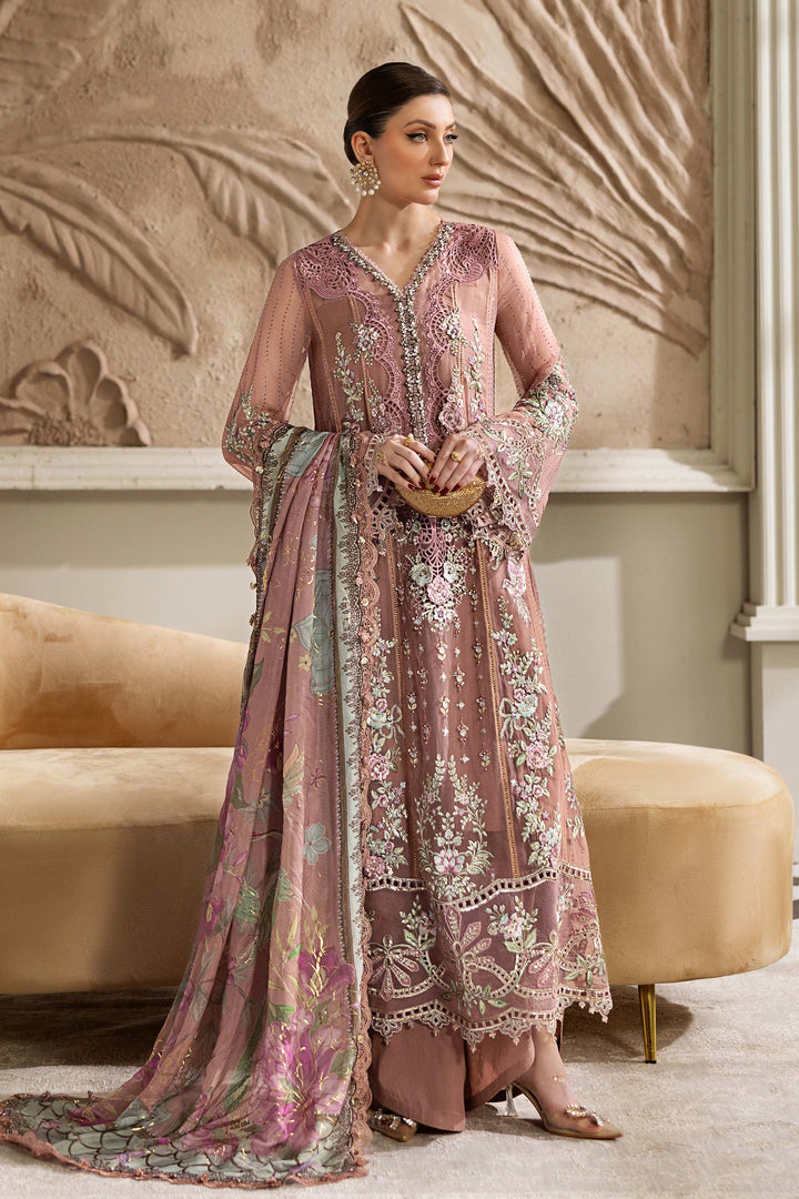 Maria.B Luxury Embroidered Chiffon Suit | Unstitched | Wedding Wear |MPC-25-105