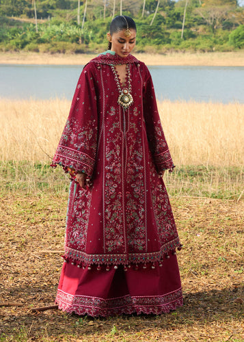 Hussain Rehar LUXURY lawn 2025 D#669(MAHOGANY) Unstitched