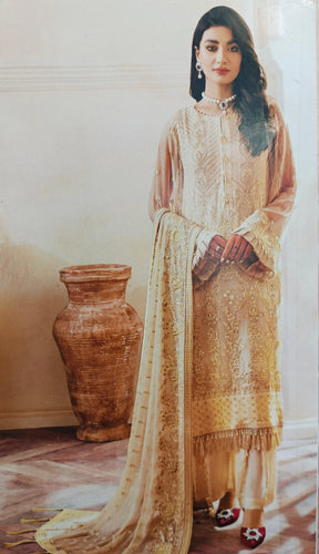 Farasha Chiffon party wear collection D-TAN Unstitched