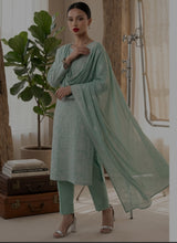 Load image into Gallery viewer, MANIZAY Premium Embroidered Lawn suit with Voile Dupatta |(D-03) Unstitched